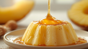 Close-up de pudim de abacaxi
